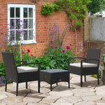 3pc Garden Rattan Bistro Set Dining Table 2 Seater Chair | Brown