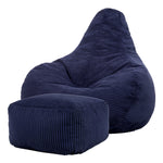 Dalton Cord Bean Bag Chair & Pouffe | Navy Blue