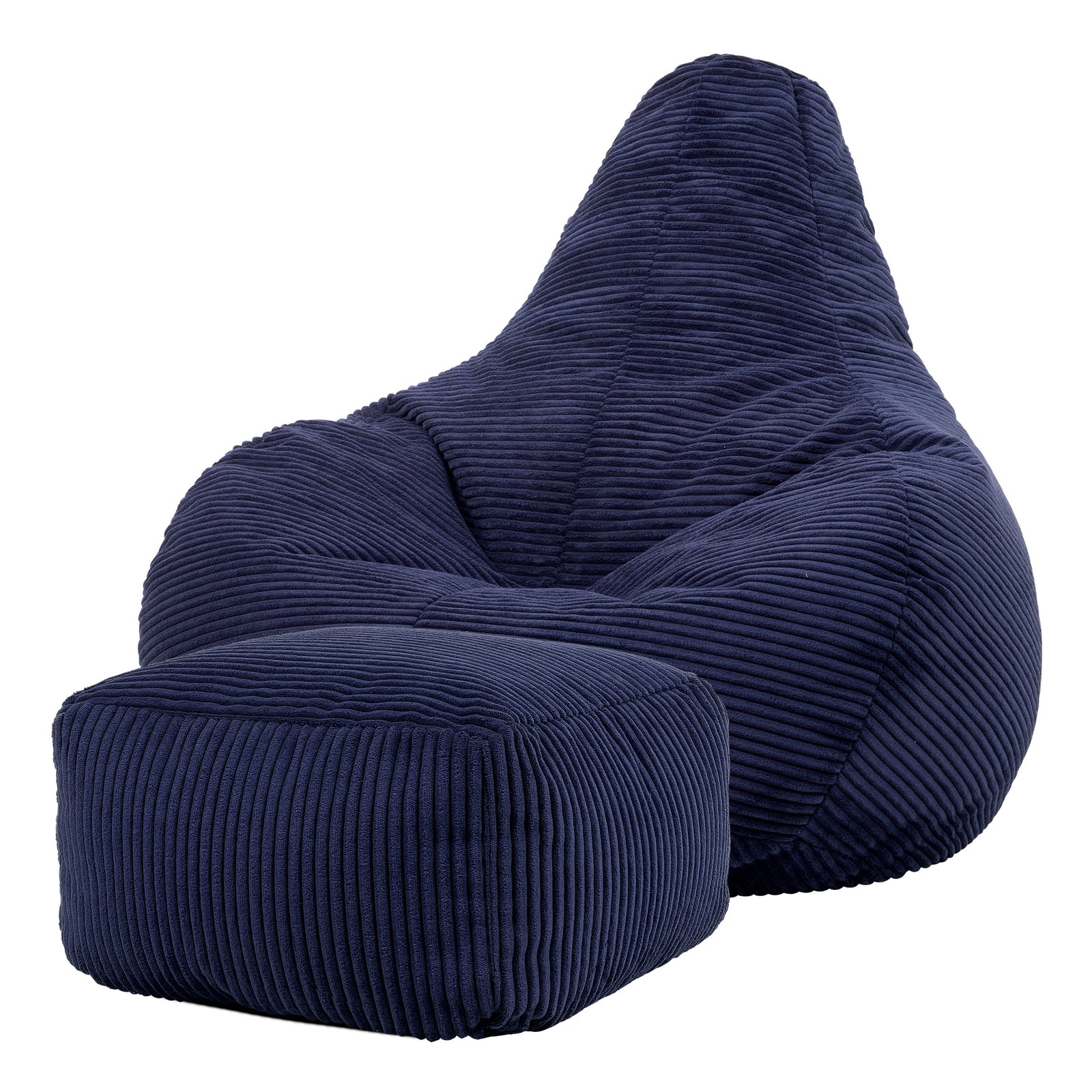 Dalton Cord Bean Bag Chair & Pouffe | Navy Blue