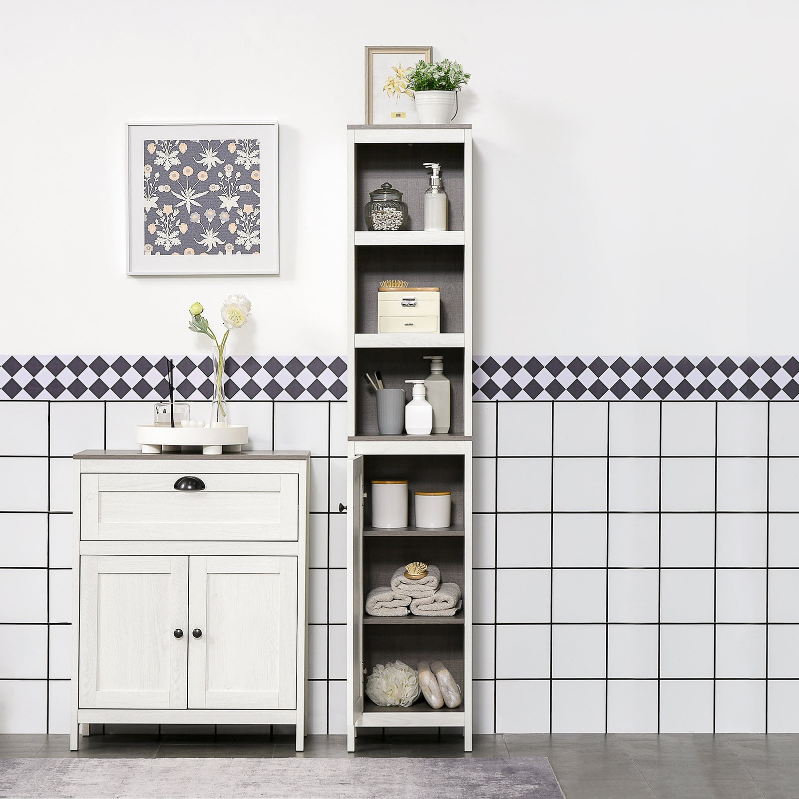 Bathroom Storage Cabinet Door Cupboard And Adjustable Shelf