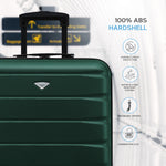 56x45x25cm Large Cabin Carry On Case - Overhead Luggage Suitcase - 4 Spinner Wheels - Abs Shell | 56 x 45 x 25cm | Forest Green
