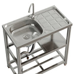 75cm W X 40cm D X 80cm H Bathroomdeco Stainless Steel One Compartment Sink With Shelves And Drainboard