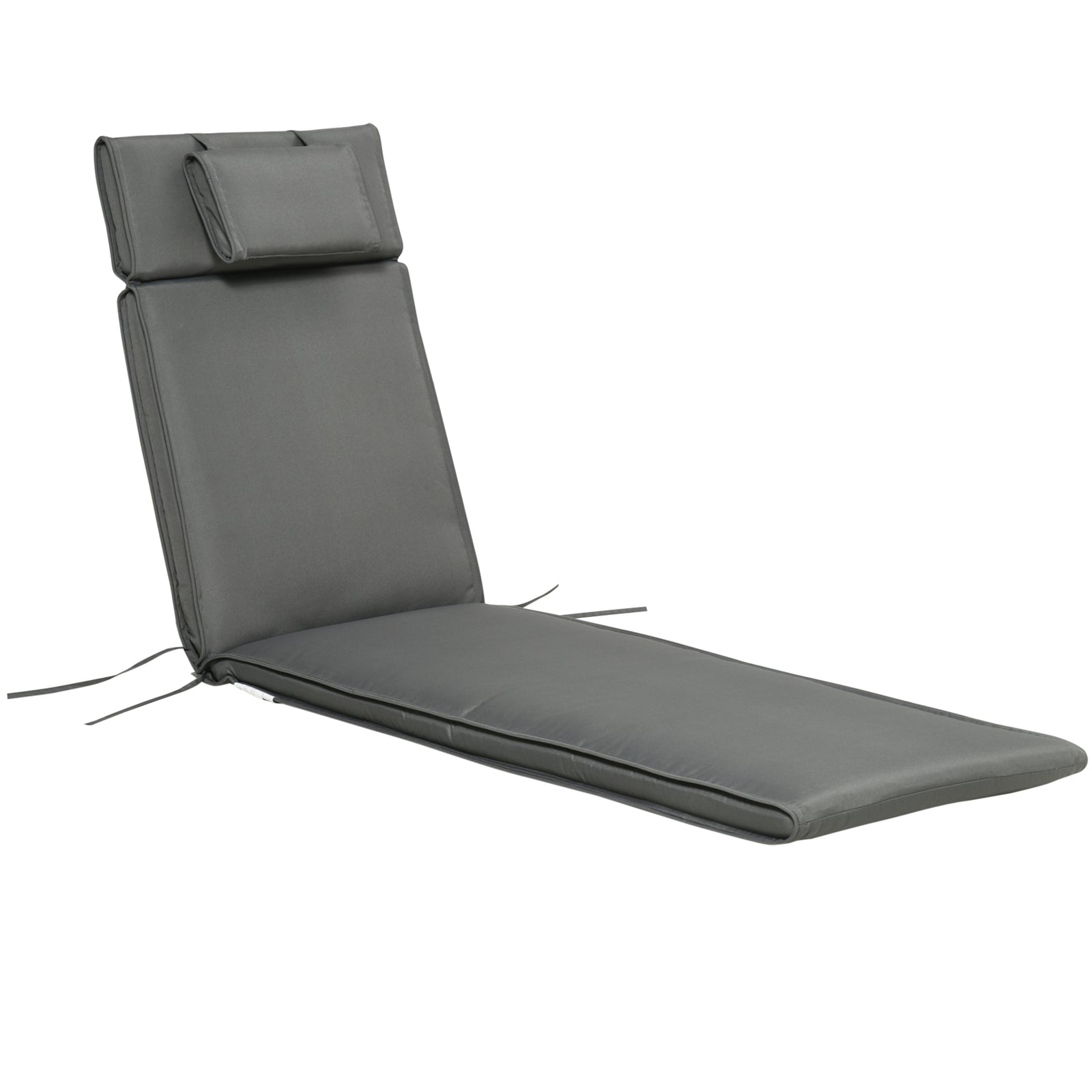 Garden Sun Lounger Chair Cushion Reclining Relaxer Outdoor | Gray