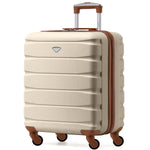 56x45x25cm Large Cabin Carry On Case - Overhead Luggage Suitcase - 4 Spinner Wheels - Abs Shell | 56 x 45 x 25cm | Cream