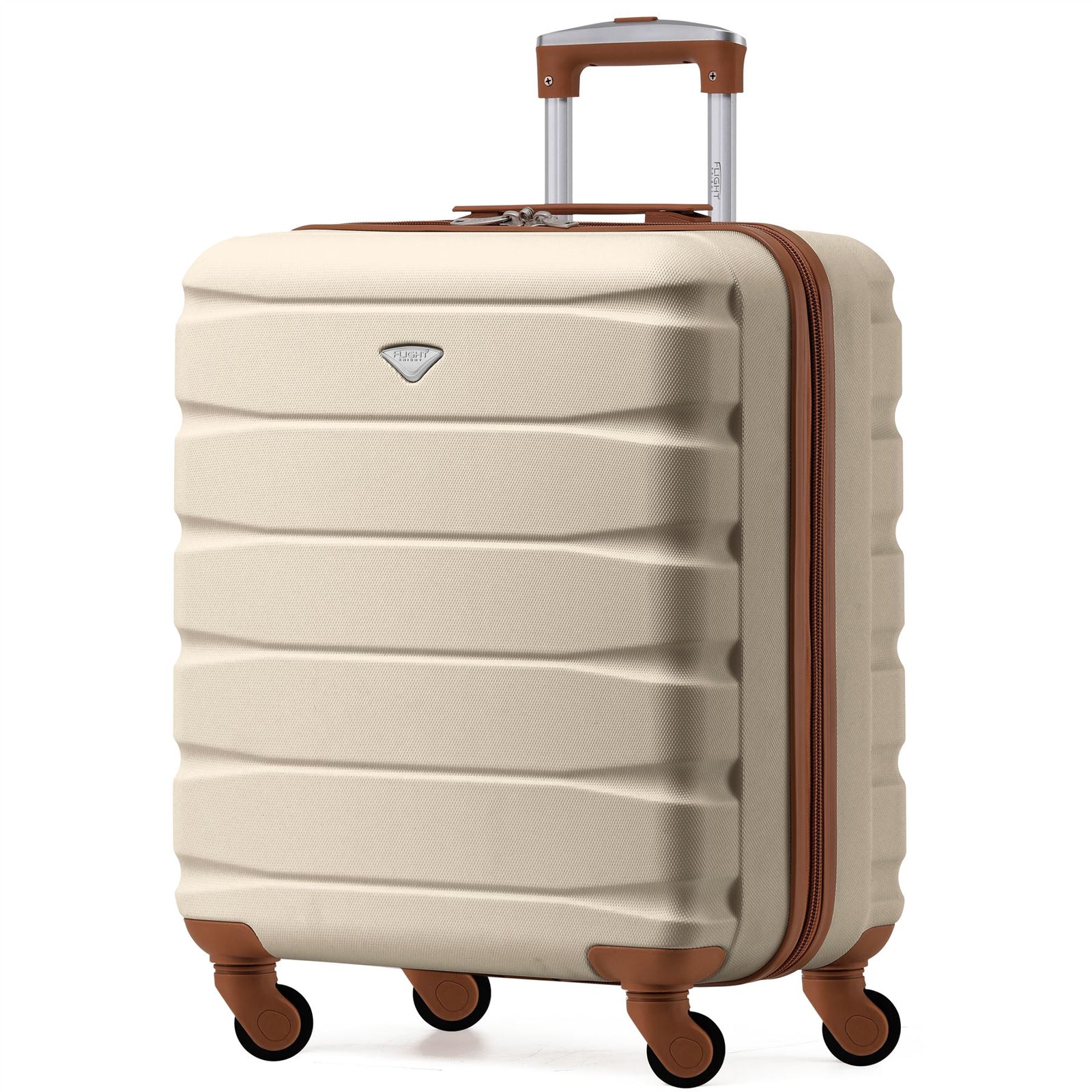 56x45x25cm Large Cabin Carry On Case - Overhead Luggage Suitcase - 4 Spinner Wheels - Abs Shell | 56 x 45 x 25cm | Cream