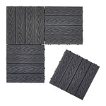 11pcs Interlocking Wpc Deck Tiles, 30x30cm Outdoor Wood-plastic Composite Patio Flooring, Slip-resistant Garden Balcony Tiles | Dark Grey