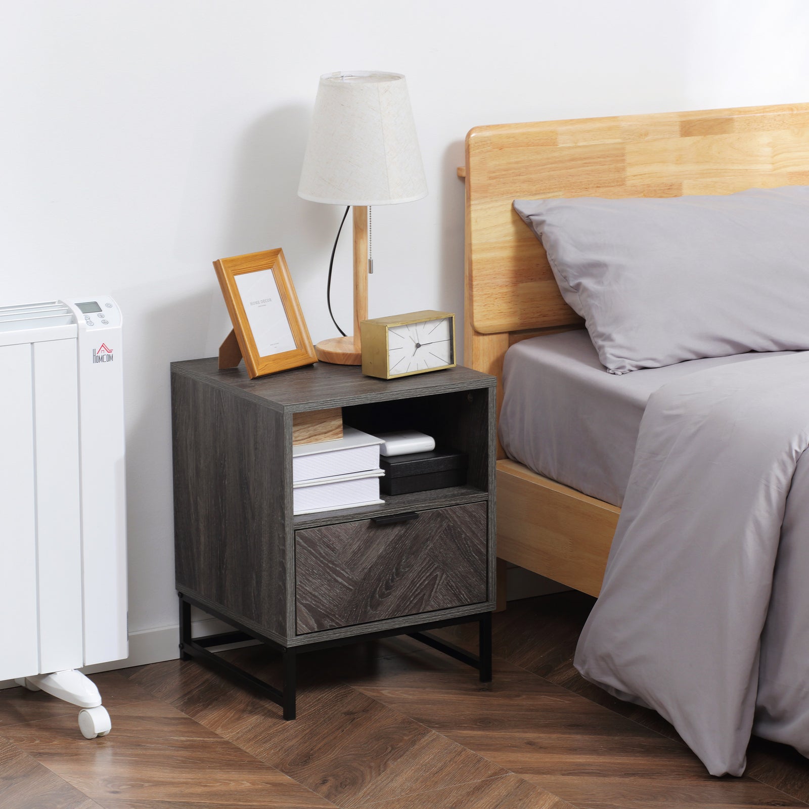 Bedside Table, Sofa Side Table Drawer And Shelf Living Room