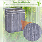 100l Wood Laundry Basket W/ Split Compartment Lid Removable