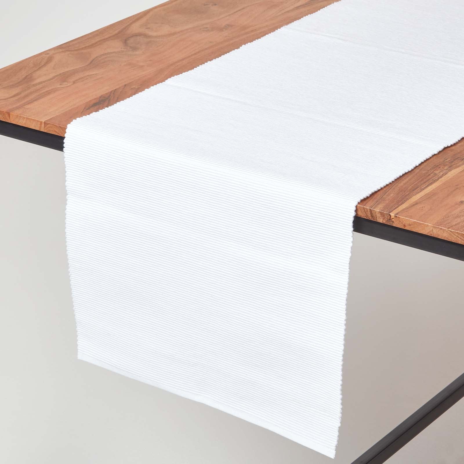 Cotton Plain Table Runner | White