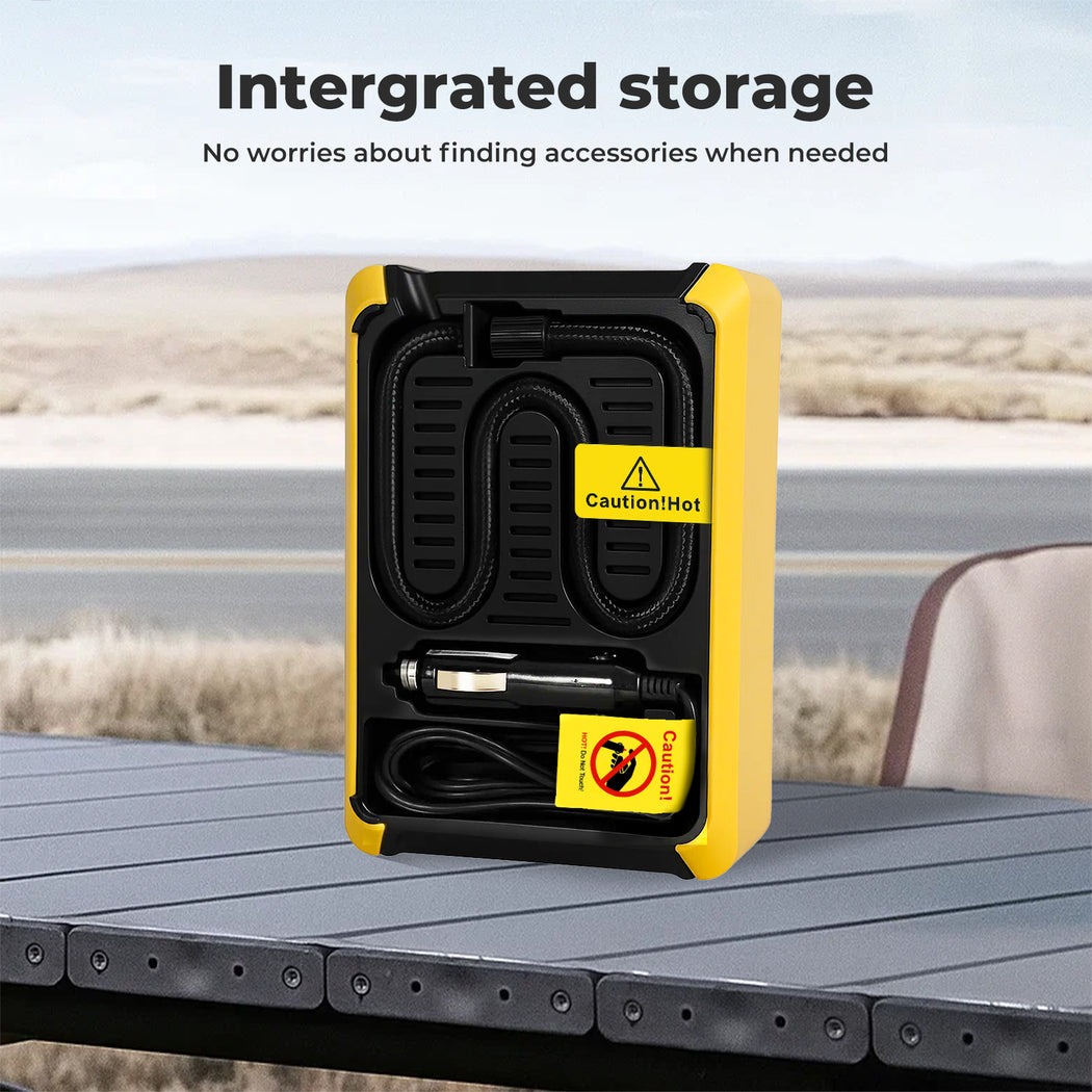 Car Tyre Inflator Electric Air Compressor Pump 12v 150psi With Led Light | Yellow