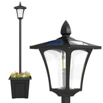 Outsunny 160cm Garden Solar Lamp Post Light, Led Solar Light Post, Black