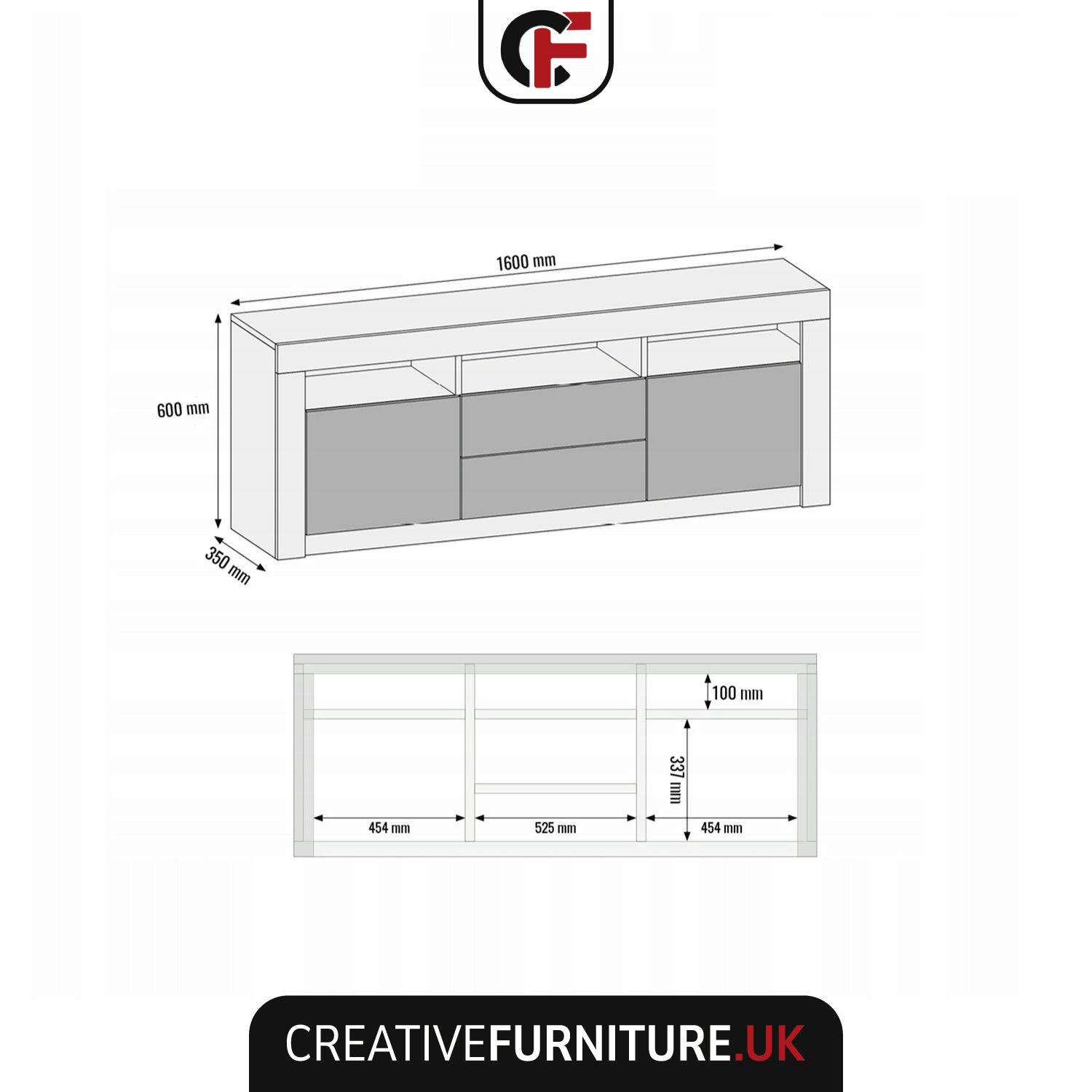 Shine Tv Unit 160cm With Led Lights | White