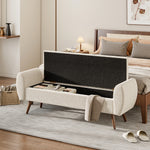 Teddy Fur Upholstered Storage Bench Upholstered Ottoman Seat With Hidden Compartment, 151cm Wide Hallway Or Bedroom Bench