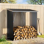 Garden Outdoor Metal Firewood Log Storage Shed | Black
