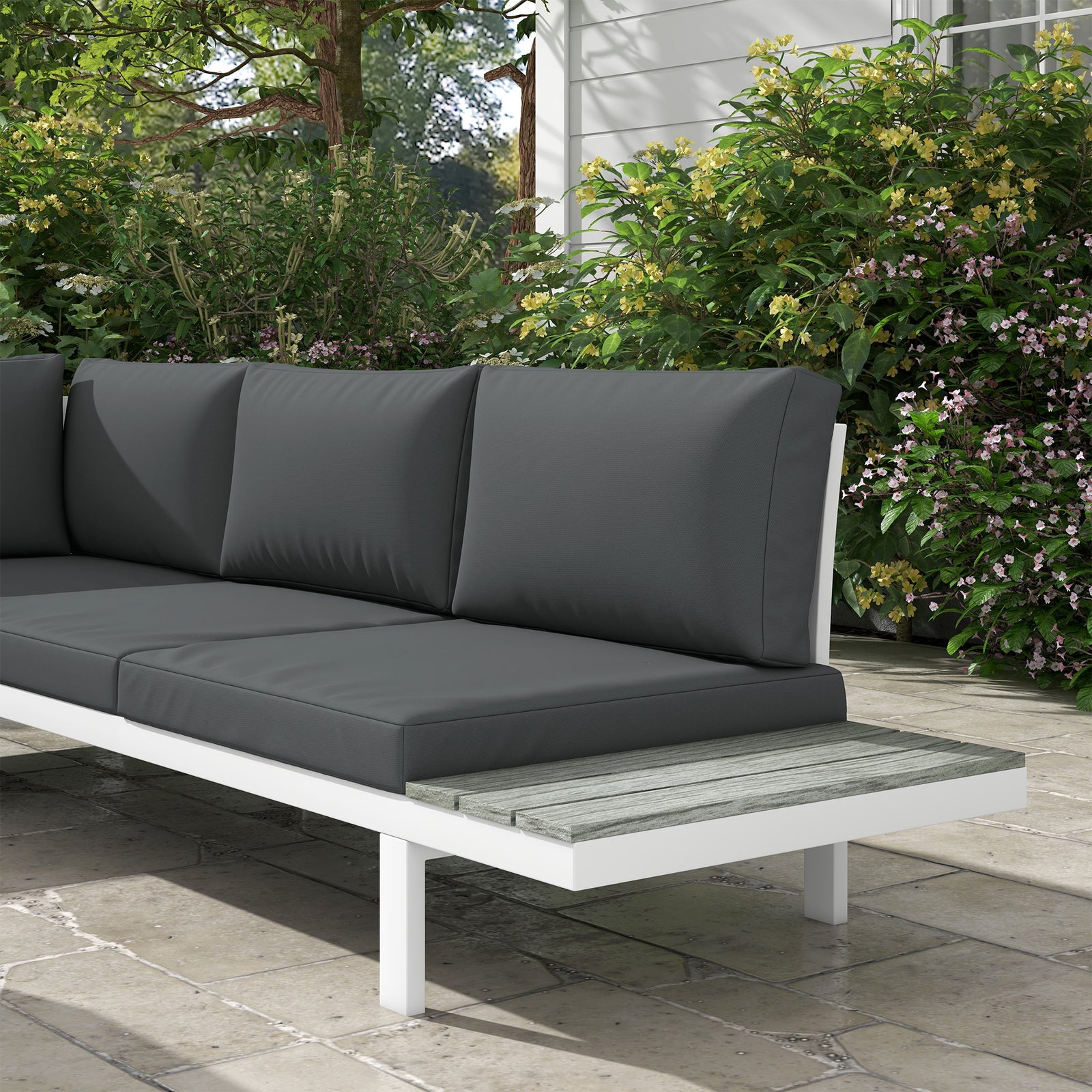 4 Pcs Garden Set 5-level Recline Sofa & Table