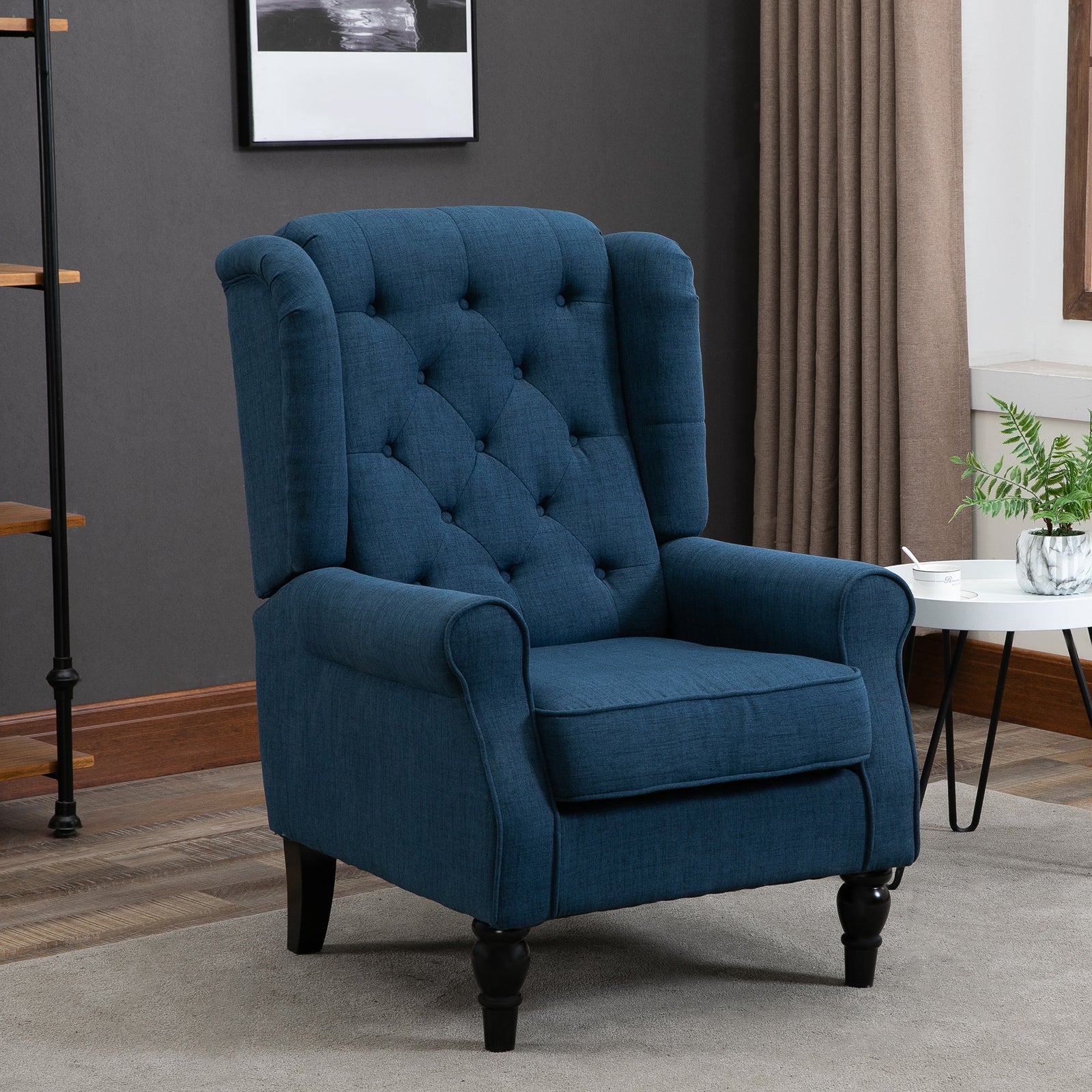 Accent Armchair Home Furniture Retro Tufted Club Wood | One Size | Blue