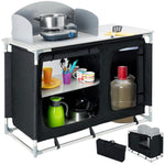 Living and Home Camping Table Kitchen Stand Unit Storage Portable Outdoor Bbq Black