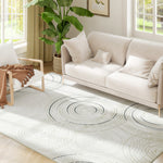 Swirl Pattern Washable Area Rug, Allergy-friendly Floor Carpet | L | Cream