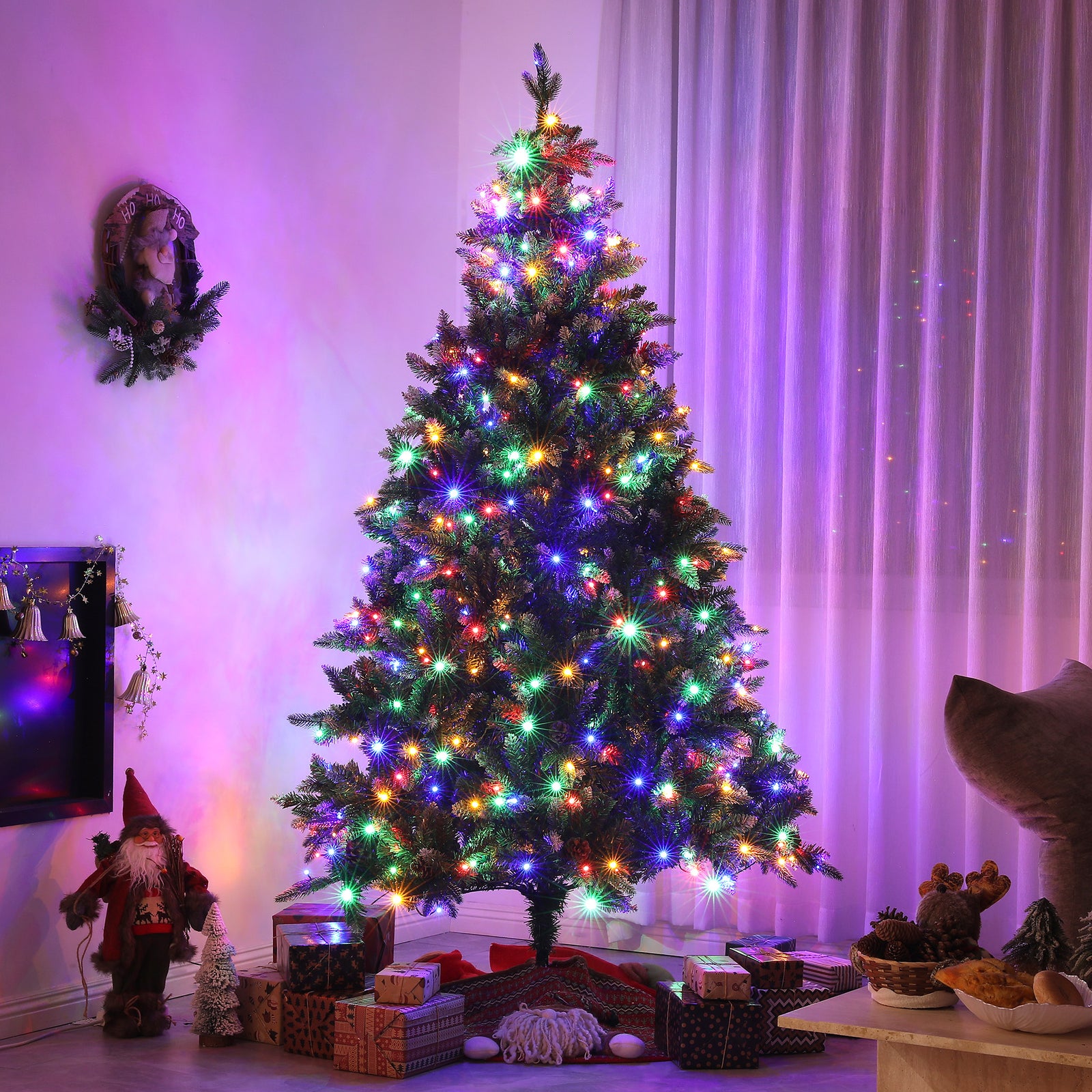 6/7ft Led Christmas Tree, Metal Base, Hinged | 7ft | Green