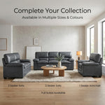 Oxford Faux Leather Sofa 2 Seater | Dark Grey