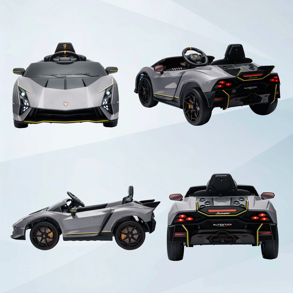 12v Lamborghini Autentica Licensed Kids Electric Car W/ Remote Control | Grey