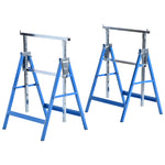 Set Of 2 Steel Saw Horses, Telescopic, Folding | Blue