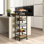 HOMCOM 5-tier Kitchen Island On Wheels With 5 Pull-out Baskets, Light Grey