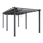6m X 3m Aluminium Pergola With Retractable Roof,with Pu-coated Polyester,charcoal Grey,outdoor Garden Gazebos Water-resistant