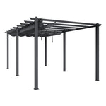 6m X 3m Aluminium Pergola With Retractable Roof,charcoal Grey,outdoor Garden Gazebos Water-resistant