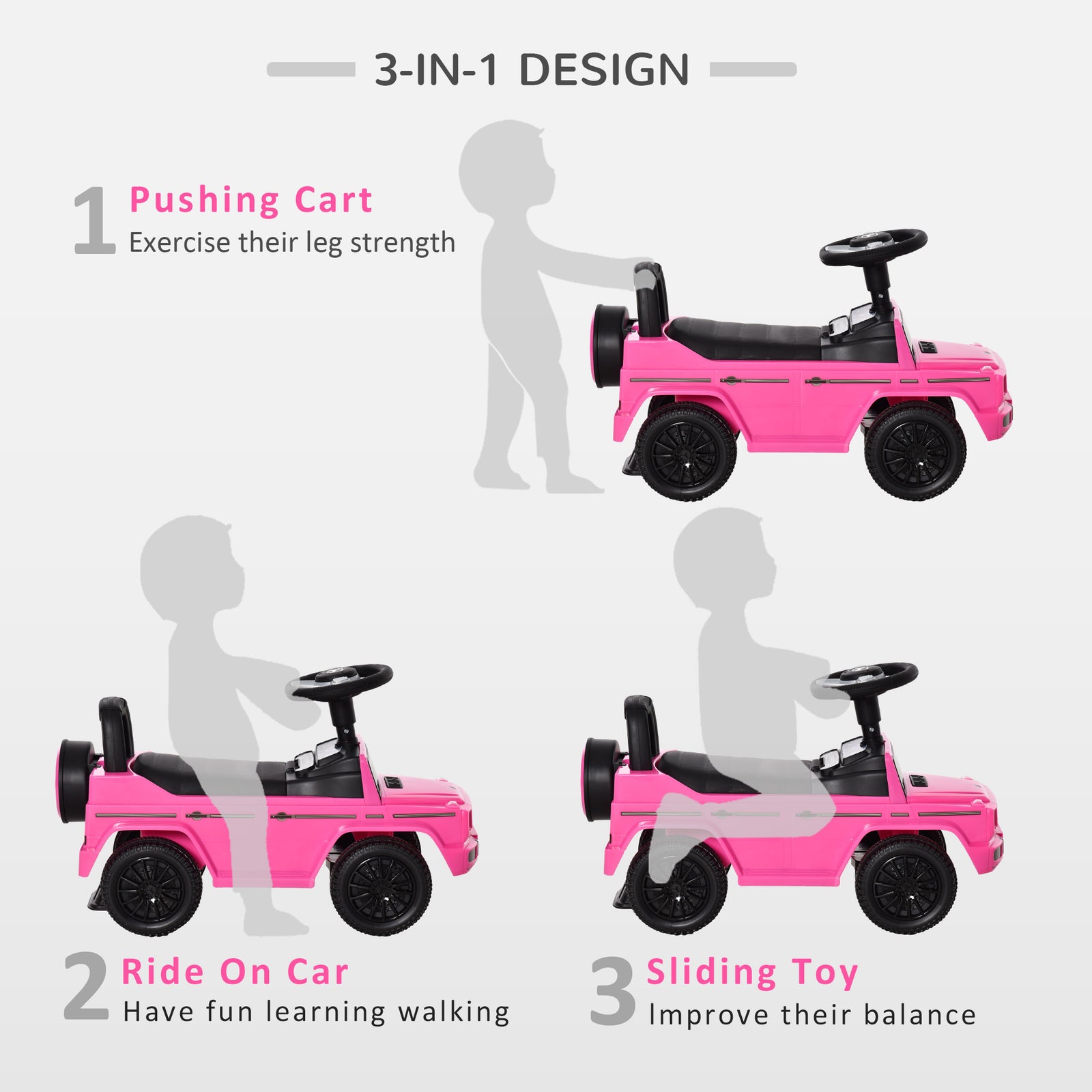 Benz G350 Kids Ride On Sliding Car W/ Under Seat Storage No Power | Pink