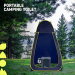 Hillington Portable Camping Toilet 150kg - Foldable With Padded Seat & Complete Accessory Kit - Blue
