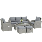 Rattan Garden Furniture Set With Recliners, Footstools | Dark Grey