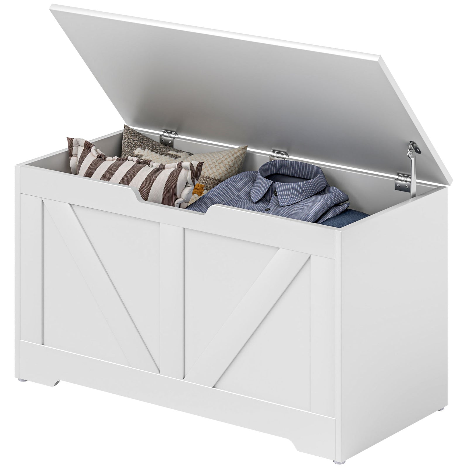 Storage Trunk For Living Room, With Safety Hinges 80cm | One Size | White