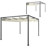 4x3m Metal Pergola Gazebo Retractable Canopy Cream