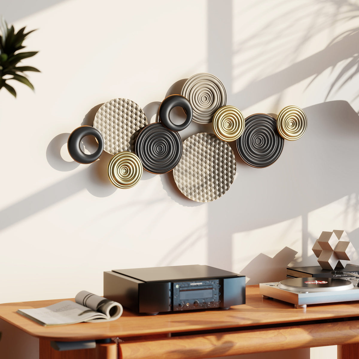 HOMCOM Metal Wall Art, Large 3d Wall Sculpture For Living Room Dining Room