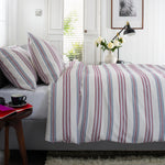 Magnate Stripe Printed Brushed 100% Cotton Bedlinen Duvet Set | Double | Red
