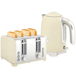 3000w 1.7l Kettle With Retro Thermometer, 4 Slice Toaster Set | Cream