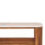 Beaumont Marble Shoe Bench, 2 Open Shelves, White and Brown
