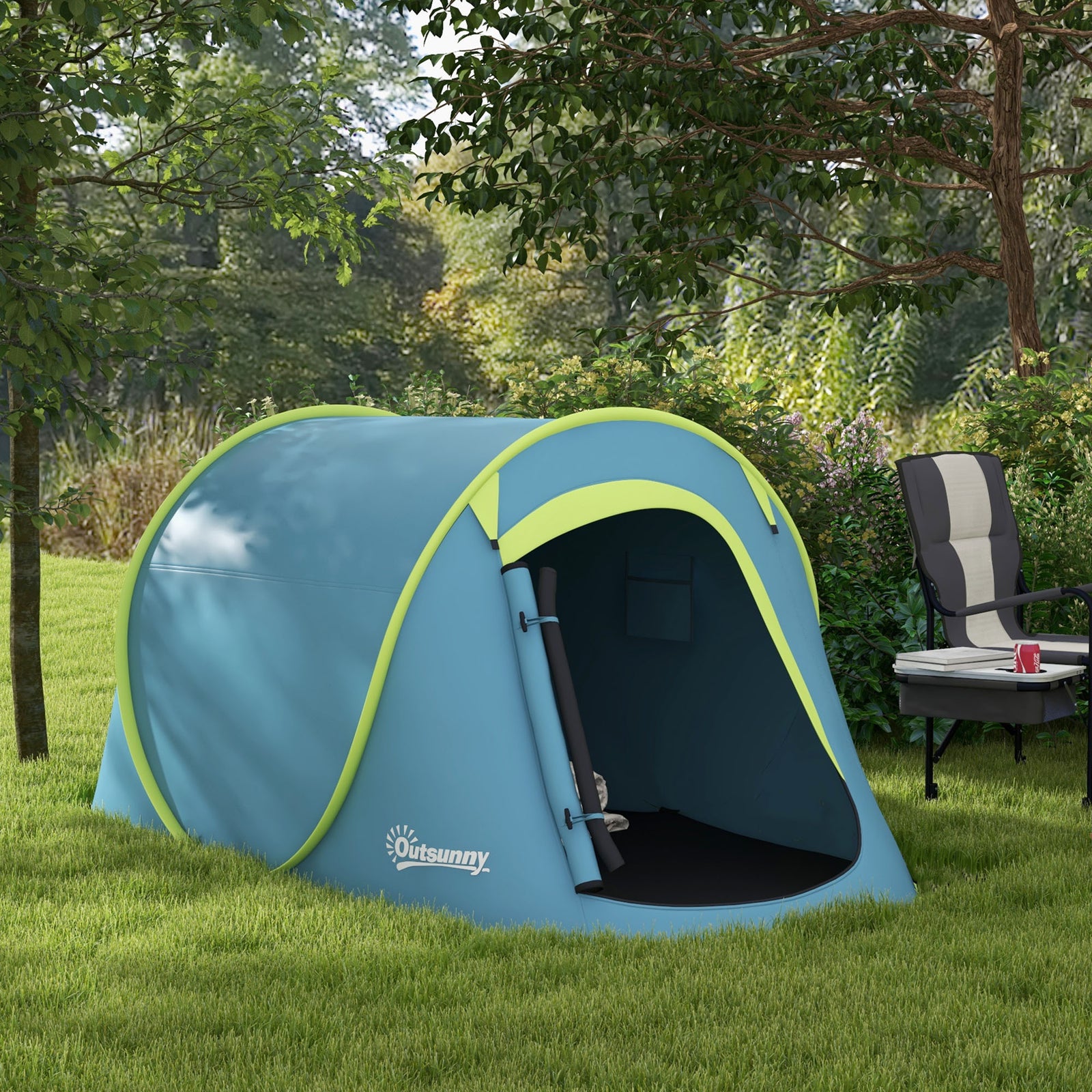 Pop Up 2 Man Tent, 2000mm Waterproof Camping Tent With Bag | Blue