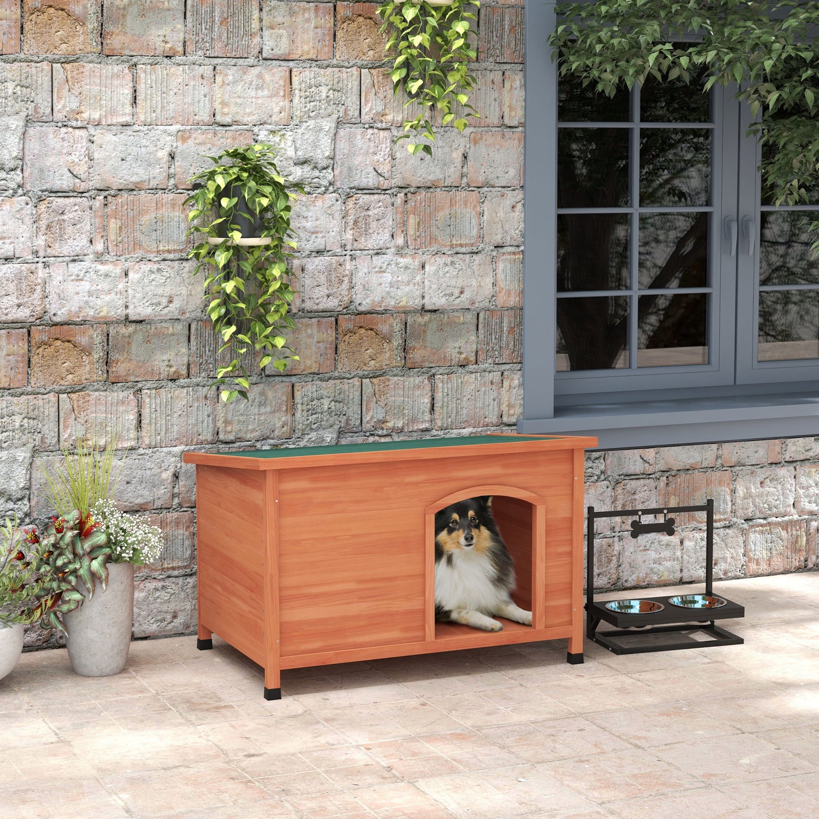 Wooden Dog Kennel With Removable Floor, Openable Roof