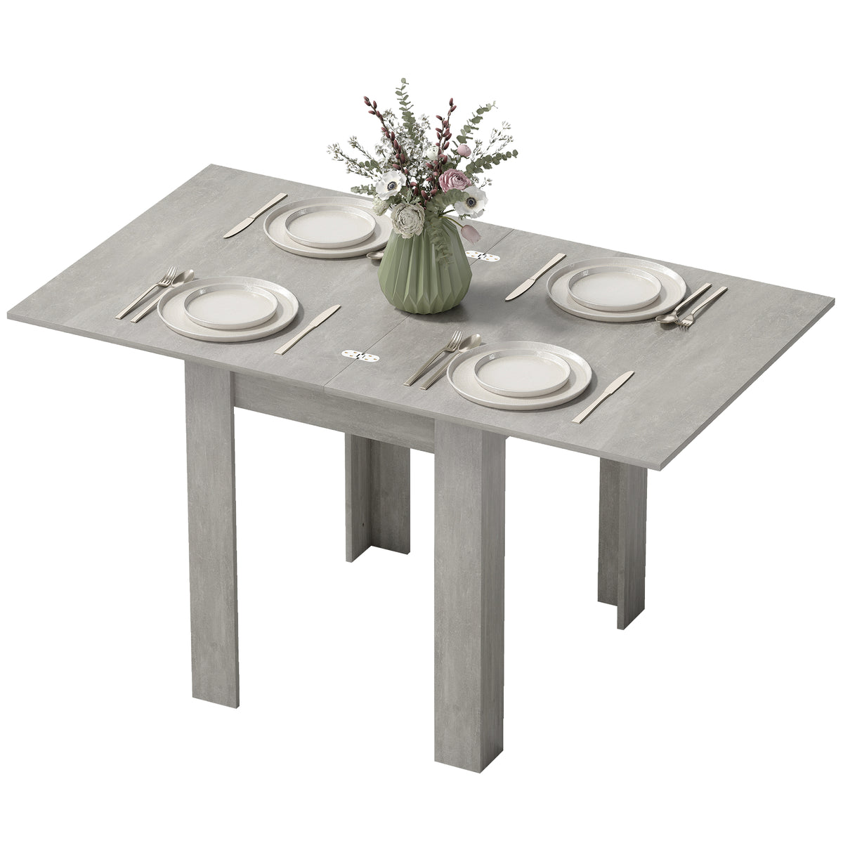 HOMCOM Folding Dining Table For 4-6, Drop Leaf Table For Small Spaces, Grey