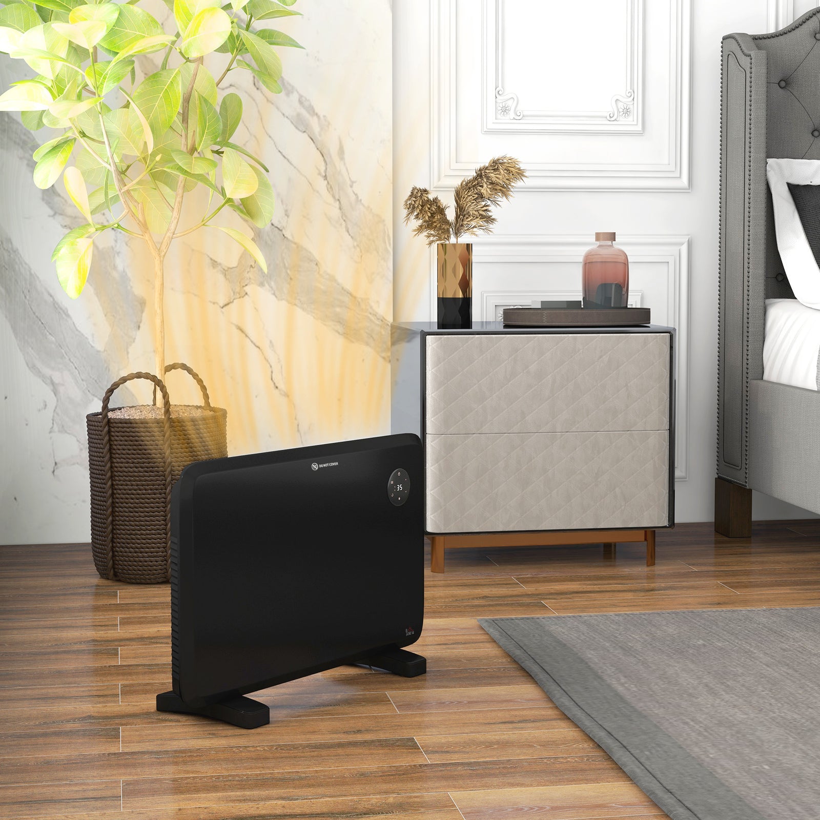 1200w Electric Convector Heater Quiet With Led Display | One Size | Black
