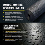 Diamond Tread Recycled Rubber Flooring Rolls - 1.7m Wide | 2m | Black