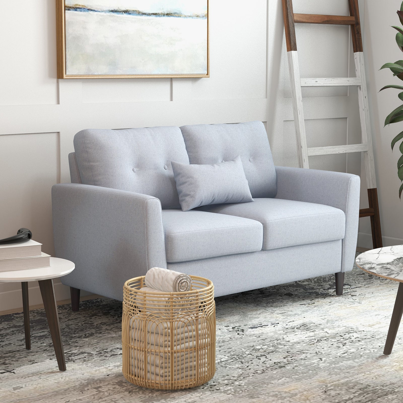 Modern Chic Loveseat With Armrest Spring Padding Home Office | One Size | Gray