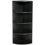 4 Tier Wood Corner Shelf  Unit Freestanding Fan Bookshelf | One Size | Black