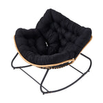 Elegant Rattan Rocking Chair With Cushioned Seat – Stylish And Comfortable Relaxation | Black