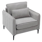Modern Upholstered Accent Chair Armchair With Lumbar Pillow | Light Grey