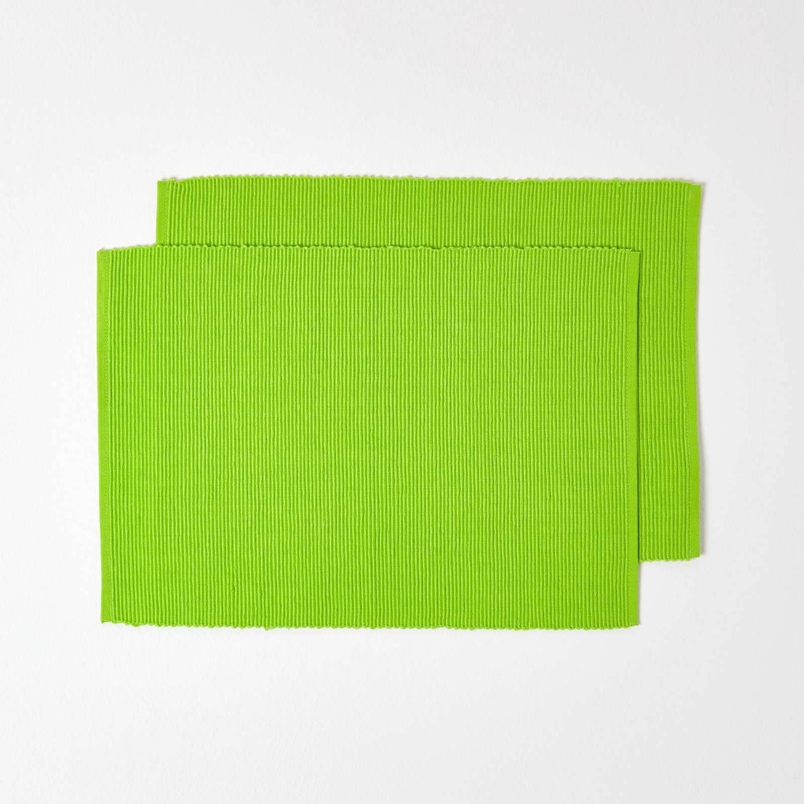 Cotton Plain Pack Of 2 Placemats | 50cm x 30cm | Lime Green