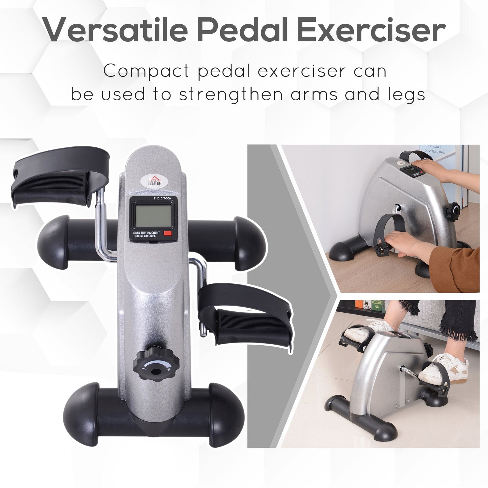Mini Exercise Bike Portable Legs Exerciser Machine | Silver