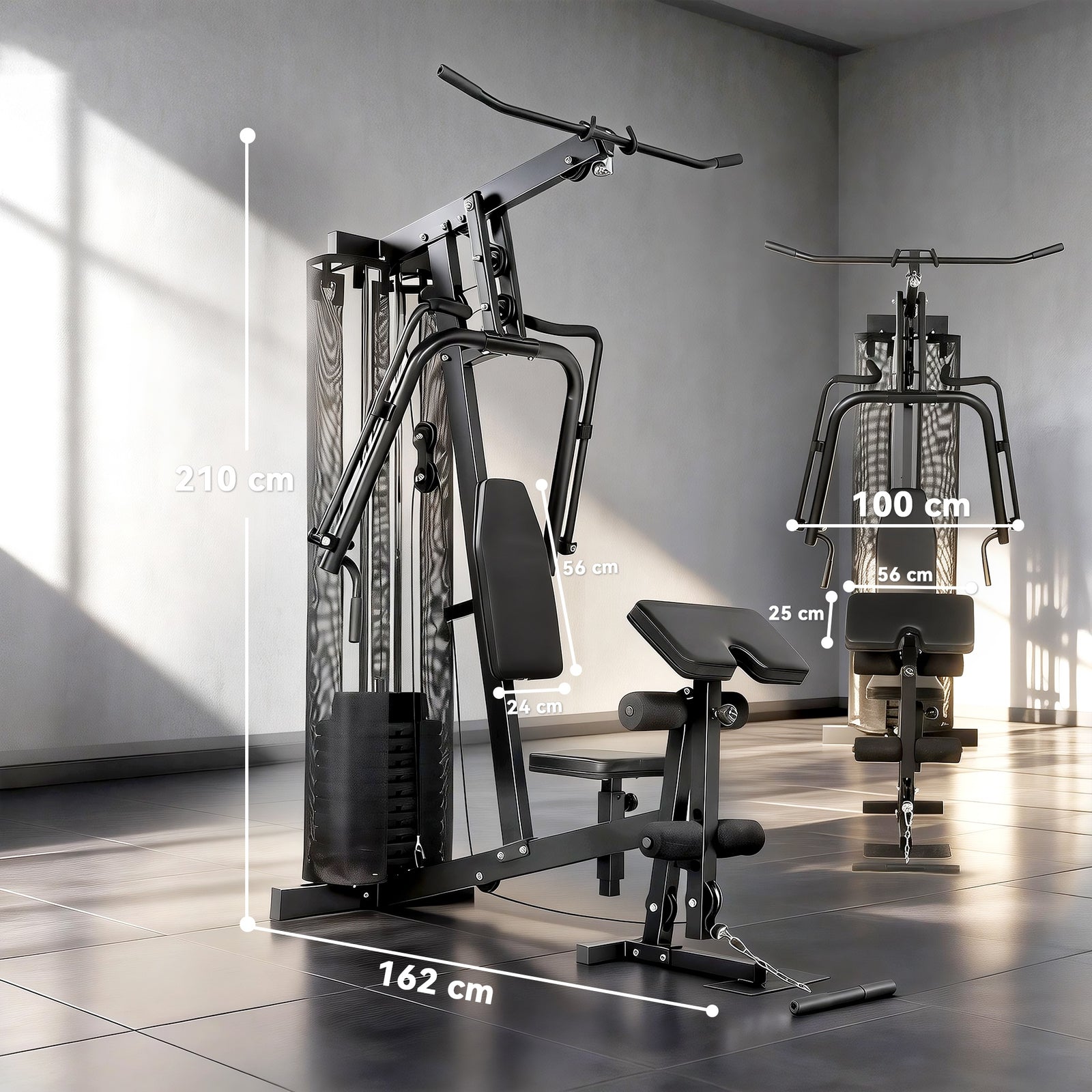 SPORTNOW Multi Gym With Adjustable Seat & Back, 45kg Weight Stack